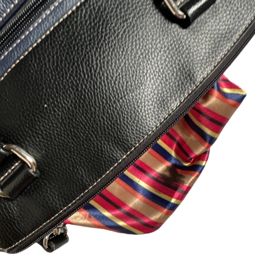 Tignanello Navy and Black Two-Tone Leather Satchel - Picture 6 of 10